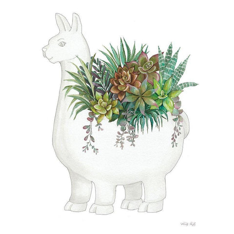 Proud Llama Pot II White Modern Wood Framed Art Print by Jacobs, Cindy