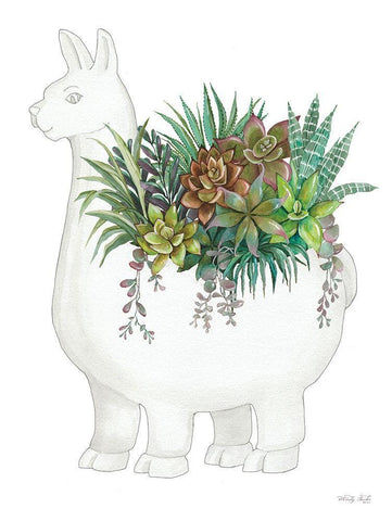 Proud Llama Pot II White Modern Wood Framed Art Print with Double Matting by Jacobs, Cindy