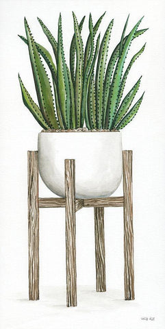 White Pots on Stands II White Modern Wood Framed Art Print with Double Matting by Jacobs, Cindy