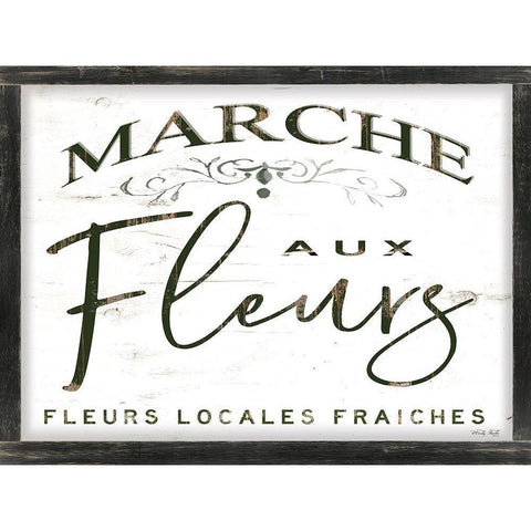 Fleurs Sign I White Modern Wood Framed Art Print by Jacobs, Cindy