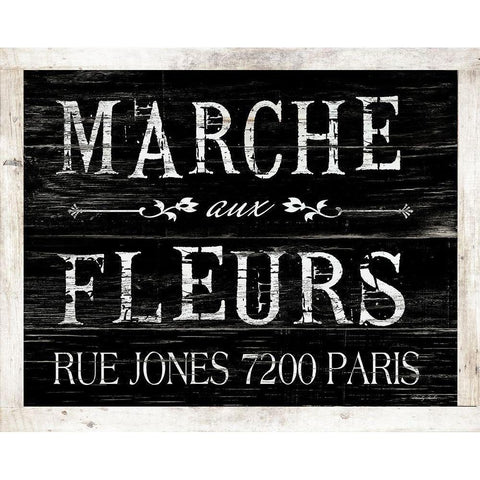 Fleurs Sign II Black Modern Wood Framed Art Print with Double Matting by Jacobs, Cindy