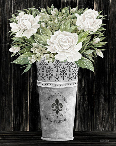 Punched Tin Floral III    White Modern Wood Framed Art Print with Double Matting by Jacobs, Cindy