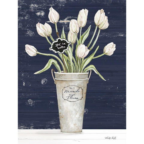 Tulips on Navy I    White Modern Wood Framed Art Print by Jacobs, Cindy