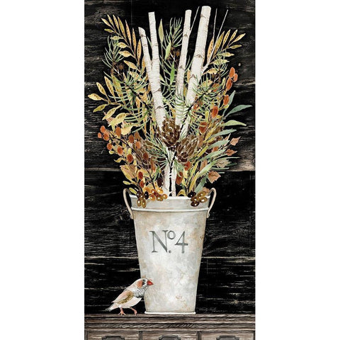 No. 4 Fall Flowers and Birch 1    Black Modern Wood Framed Art Print with Double Matting by Jacobs, Cindy