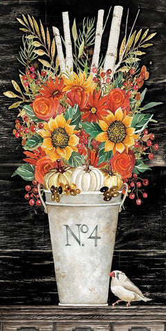 No. 4 Fall Flowers and Birch 2 White Modern Wood Framed Art Print with Double Matting by Jacobs, Cindy