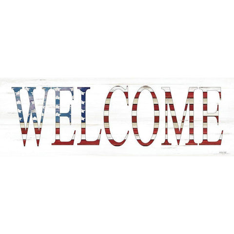 Patriotic Welcome    Black Modern Wood Framed Art Print with Double Matting by Jacobs, Cindy