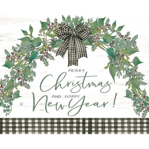 Merry Christmas and Happy New Year Black Modern Wood Framed Art Print by Jacobs, Cindy