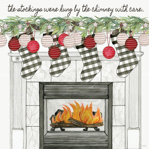 The Stockings Were Hung Black Ornate Wood Framed Art Print with Double Matting by Jacobs, Cindy