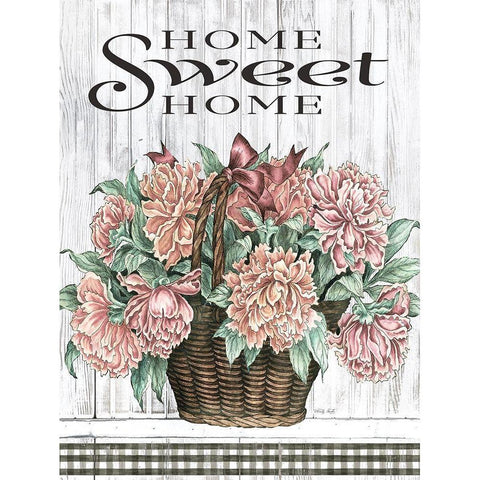 Home Sweet Home Peonies Black Modern Wood Framed Art Print with Double Matting by Jacobs, Cindy