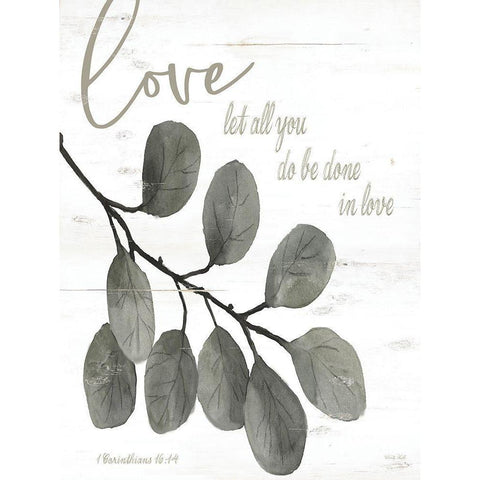 Let All You Do Be Done in Love White Modern Wood Framed Art Print by Jacobs, Cindy