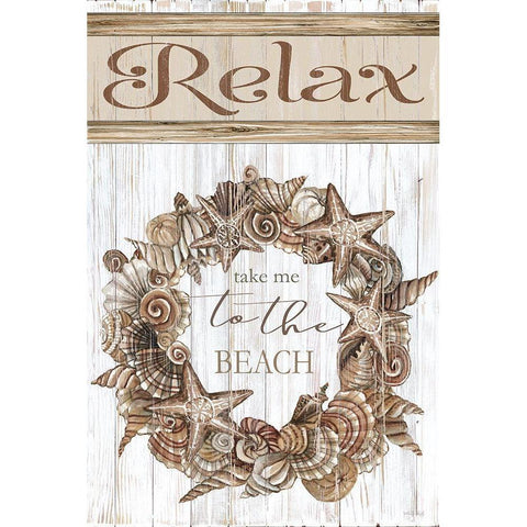 Relax Shell Wreath White Modern Wood Framed Art Print by Jacobs, Cindy