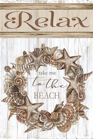 Relax Shell Wreath Black Ornate Wood Framed Art Print with Double Matting by Jacobs, Cindy