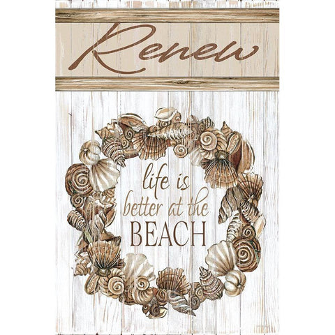 Renew Shell Wreath Gold Ornate Wood Framed Art Print with Double Matting by Jacobs, Cindy