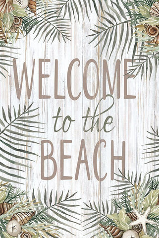 Welcome to the Beach Black Ornate Wood Framed Art Print with Double Matting by Jacobs, Cindy