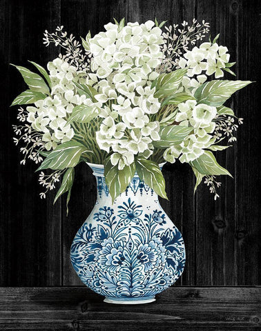 Hydrangea Elegance    Black Ornate Wood Framed Art Print with Double Matting by Jacobs, Cindy