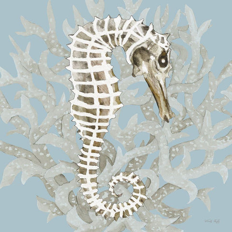 Coral Seahorse I Black Modern Wood Framed Art Print with Double Matting by Jacobs, Cindy