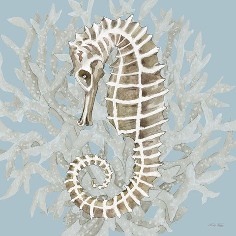 Coral Seahorse II White Modern Wood Framed Art Print by Jacobs, Cindy