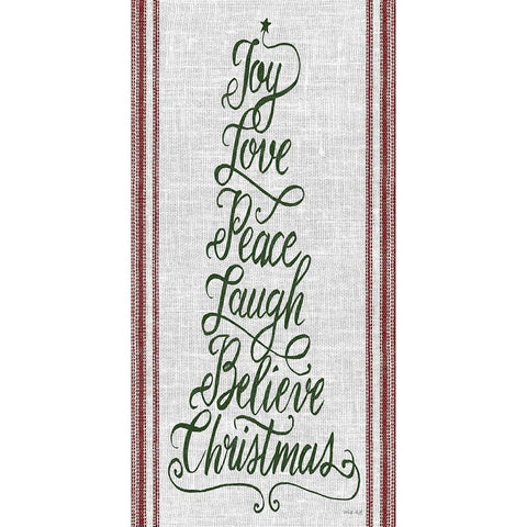 Christmas Word Tree  Gold Ornate Wood Framed Art Print with Double Matting by Jacobs, Cindy