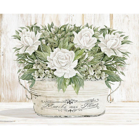 Roses in White Gold Ornate Wood Framed Art Print with Double Matting by Jacobs, Cindy