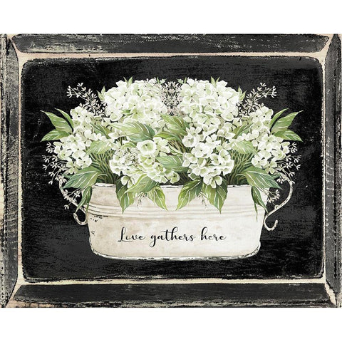 Love Gathers Here     White Modern Wood Framed Art Print by Jacobs, Cindy