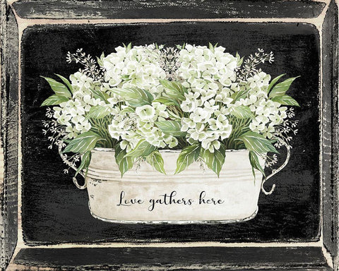 Love Gathers Here     White Modern Wood Framed Art Print with Double Matting by Jacobs, Cindy