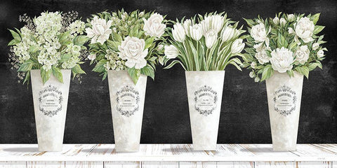 White Flowers Still Life II    Black Ornate Wood Framed Art Print with Double Matting by Jacobs, Cindy