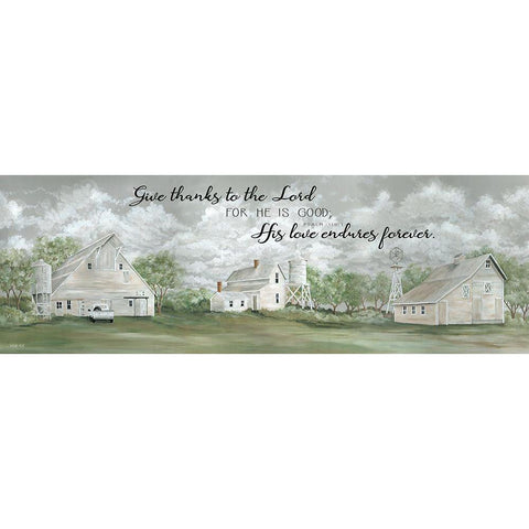 Give Thanks to the Lord   Gold Ornate Wood Framed Art Print with Double Matting by Jacobs, Cindy