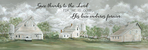 Give Thanks to the Lord   Black Ornate Wood Framed Art Print with Double Matting by Jacobs, Cindy