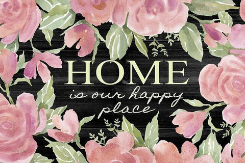 Home is Our Happy Place Black Ornate Wood Framed Art Print with Double Matting by Jacobs, Cindy