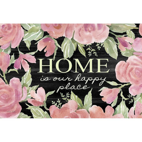 Home is Our Happy Place Gold Ornate Wood Framed Art Print with Double Matting by Jacobs, Cindy