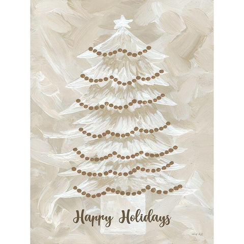 Winter Whisper Happy Holidays Tree White Modern Wood Framed Art Print by Jacobs, Cindy