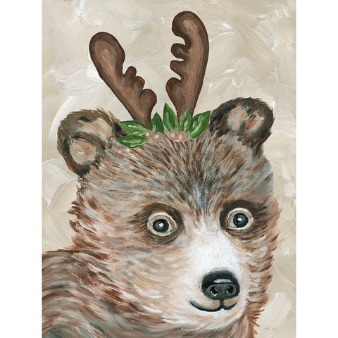 Christmas Bear Black Modern Wood Framed Art Print by Jacobs, Cindy