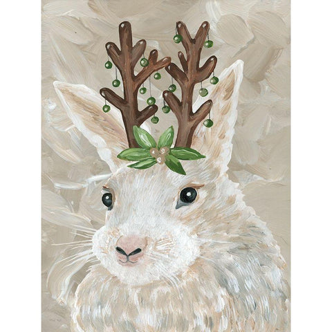 Christmas Bunny White Modern Wood Framed Art Print by Jacobs, Cindy