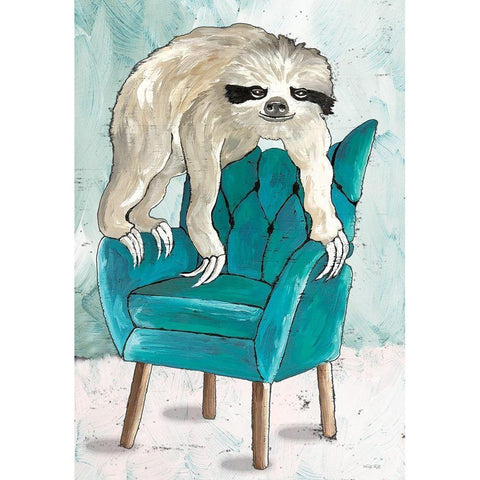 Chill Sloth II White Modern Wood Framed Art Print by Jacobs, Cindy