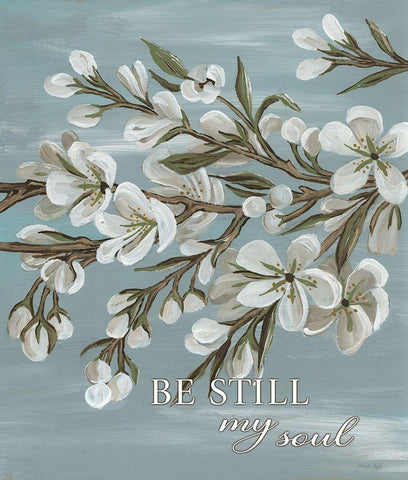 Spring Be Still White Modern Wood Framed Art Print with Double Matting by Jacobs, Cindy