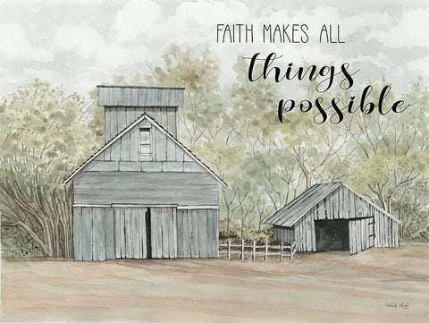 Faith Makes All Things Possible White Modern Wood Framed Art Print with Double Matting by Jacobs, Cindy