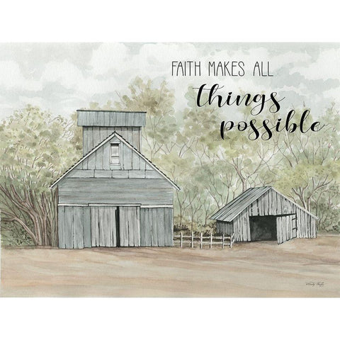 Faith Makes All Things Possible Black Modern Wood Framed Art Print with Double Matting by Jacobs, Cindy