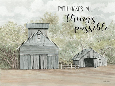 Faith Makes All Things Possible Black Ornate Wood Framed Art Print with Double Matting by Jacobs, Cindy