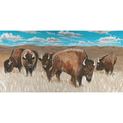 Bison Herd I Black Modern Wood Framed Art Print with Double Matting by Jacobs, Cindy