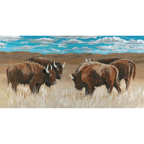 Bison Herd II Black Modern Wood Framed Art Print with Double Matting by Jacobs, Cindy