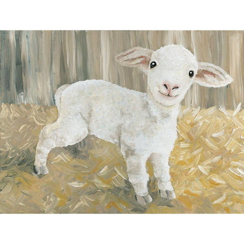 Titus the Tiny Lamb Gold Ornate Wood Framed Art Print with Double Matting by Jacobs, Cindy