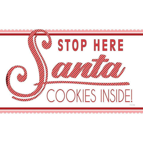 Santa Stop Here Black Modern Wood Framed Art Print by Jacobs, Cindy