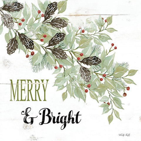 Merry And Bright Black Ornate Wood Framed Art Print with Double Matting by Jacobs, Cindy