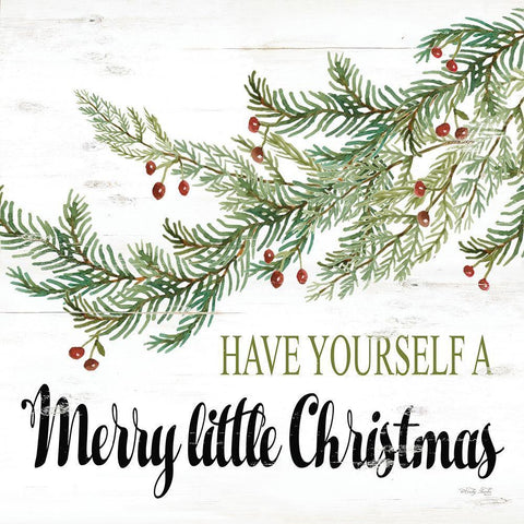 Merry Little Christmas White Modern Wood Framed Art Print with Double Matting by Jacobs, Cindy