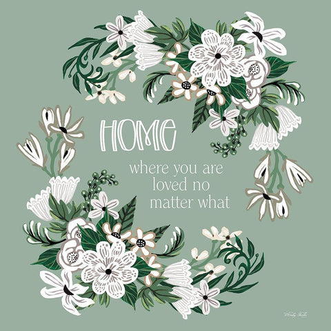 Home - Where You are Loved White Modern Wood Framed Art Print with Double Matting by Jacobs, Cindy
