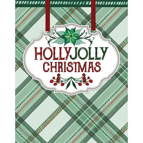 Holly Jolly Christmas  Black Modern Wood Framed Art Print with Double Matting by Jacobs, Cindy