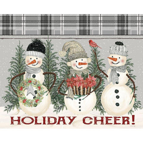 Holiday Cheer Snowmen White Modern Wood Framed Art Print by Jacobs, Cindy