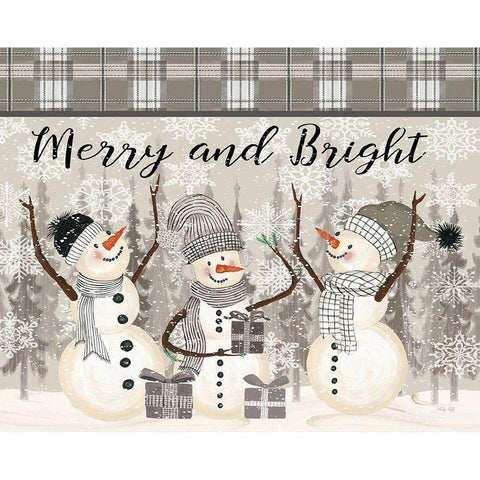 Joyful Snowmen White Modern Wood Framed Art Print by Jacobs, Cindy