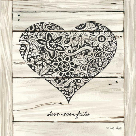 Love Never Fails Black Modern Wood Framed Art Print with Double Matting by Jacobs, Cindy