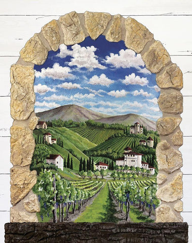 Vineyard Landscape White Modern Wood Framed Art Print with Double Matting by Jacobs, Cindy